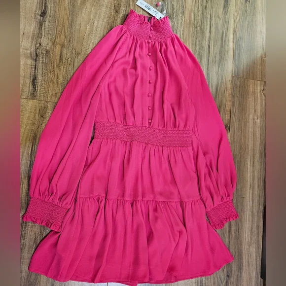 💖HOST PICK💖NEWAlice+Olivia Stacey Bendet Lavinia Smocked Crepe de Chine Dress - Picture 11 of 13